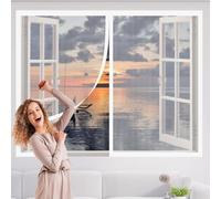 Cortinas Mosquitera Ventana 110 x 135 cm sin Taladrar Ni Atornillar Mosquiteras Fácil Instalación Adhesiva para Todas Las Ventanas Interiores y Exteriores, Blanco