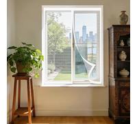 Cortinas Mosquitera Ventana 110 x 150 cm Imanes Se Cierran Automáticamente Cortinas Mosquitera Ventana Fácil Instalación Adhesiva para Todas Las Ventanas, Blanco