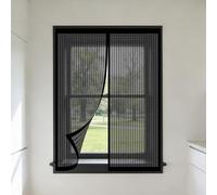 Cortinas Mosquitera Ventana 110 x 150 cm sin Taladrar Ni Atornillar Mosquitera Ventanas Adhesiva Fácil Instalación Adhesiva para Todas Las Ventanas, Negro