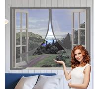 Cortinas Mosquitera Ventana 125 x 140 cm Protección Contra Mosquitos y Moscas Mosquitera Ventana Lavables para Todas Las Ventanas, Gris
