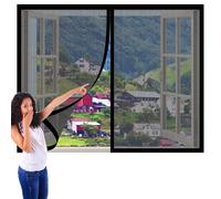 Cortinas Mosquitera Ventana 125 x 95 cm Mantiene Insectos, Moscas y Mosquitos Fuera Mosquiteras Ventanas Magnética Fácil de Ensamblar Autoadhesivo para Todas Las Ventanas, Negro