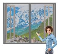 Cortinas Mosquitera Ventana 140 x 160 cm Mantiene Insectos, Moscas y Mosquitos Fuera Cortinas Mosquitera Ventana Lavables para Exterior Jardín Balcón Salón Casa Tienda, Gris
