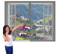 Cortinas Mosquitera Ventana 145 x 130 cm Mantiene Insectos, Moscas y Mosquitos Fuera Mosquiteras Ventanas Magnética Fácil de Ensamblar Autoadhesivo para Todas Las Ventanas, Gris
