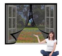 Cortinas Mosquitera Ventana 145 x 150 cm Imanes Se Cierran Automáticamente Window Mosquito Net Fácil de Ensamblar Autoadhesivo Adecuada para Decoración Del Hogar, Negro