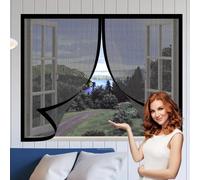 Cortinas Mosquitera Ventana 50 x 105 cm Protección Contra Mosquitos y Moscas Mosquitera Ventana Lavables para Todas Las Ventanas, Negro