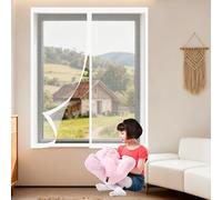 Cortinas Mosquitera Ventana 50 x 120 cm sin Taladrar Ni Atornillar Mosquitera Magnética Ventana Lavables para de Bricolaje para Caseras Oficina, Blanco