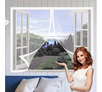 Cortinas Mosquitera Ventana 50 x 125 cm Protección Contra Mosquitos y Moscas Mosquitera Ventana Lavables para Todas Las Ventanas, Blanco