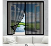 Cortinas Mosquitera Ventana 50 x 75 cm Imanes Se Cierran Automáticamente Ajustable Mosquitera Ventana Magnetica Lavables para Ventanasde Balcón, Ventanasde Patio, Sala, Negro
