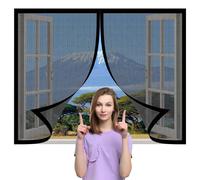 Cortinas Mosquitera Ventana 60 x 125 cm Protección Contra Mosquitos y Moscas Mosquitera Ajustable Ventanas Lavables para Todas Las Ventanas, Negro