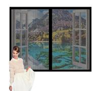 Cortinas Mosquitera Ventana 60 x 60 cm sin Taladrar Ni Atornillar Mosquitera Ventanas Adhesiva Fácil de Limpiar para Ventanasde Balcón, Ventanasde Patio, Sala, Negro