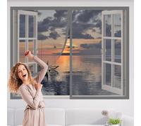 Cortinas Mosquitera Ventana 80 x 160 cm sin Taladrar Ni Atornillar Mosquiteras Fácil Instalación Adhesiva para Todas Las Ventanas Interiores y Exteriores, Gris
