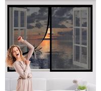 Cortinas Mosquitera Ventana 80 x 160 cm sin Taladrar Ni Atornillar Mosquiteras Fácil Instalación Adhesiva para Todas Las Ventanas Interiores y Exteriores, Negro
