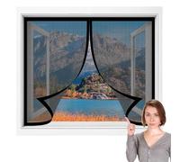 Cortinas Mosquitera Ventana 95 x 110 cm Imanes Se Cierran Automáticamente Personalizar Mosquiteras Ventanas Lavables para Todas Las Ventanas, Negro