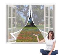 Cortinas Mosquitera Ventana 95 x 110 cm Imanes Se Cierran Automáticamente Window Mosquito Net Fácil de Ensamblar Autoadhesivo Adecuada para Decoración Del Hogar, Blanco