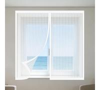 Cortinas Mosquitera Ventana 95 x 165 cm Imanes Se Cierran Automáticamente Cortinas Mosquitera Ventana Lavables para Balcón Corredera Terraza, Blanco