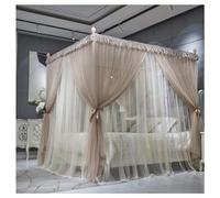 Cortinas mosquiteras Marrones de Doble Capa - Dosel de 4 Postes en Las Esquinas, mosquitera de Malla Transparente para Cama, diseño Desmontable, 200x220cm para una protección óptima contra i