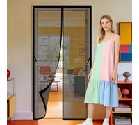 Cortinas Mosquiteras para Puertas 154 x 275 cm Magnético Automático Puerta de Malla Magnética Mantiene El Aire Fresco para Puertas de Patio y Balconeras, Negro