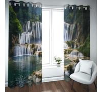 Cortinas ofuscas de Estilo Zen exótico, cascadas Que Caen, Cortinas de Ventana Naturales, Cortinas de privacidad Que ahorran energía para el Dormitorio del salón 2 Paneles (W132xL183cm Cada uno)