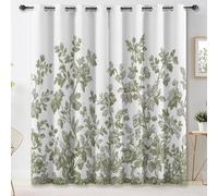 Cortinas Opacas 2 Piezas 140An×280Al cm, Cortinas Blackout Térmicas para Dormitorio y Salón, Diseño de Patrones Vintage francés Exquisito Hojas, con Ojales, Decoración Moderna Verde