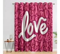 Cortinas Opacas 2 Piezas 140x260 cm con Ojales, Térmicas Aislantes Frío y Calor, Cortinas Estampadas Tema de Amor Romantico para Ventanas de Dormitorio y Salón A-1638