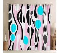 Cortinas opacas abstractas modernas de mediados de siglo, 116 x 183 cm, cortinas geométricas vintage con ojales para sala de estar, dormitorio, cortinas de ventana con formas orgánicas contemporáneas