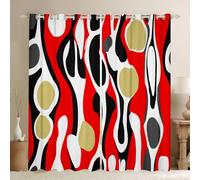 Cortinas opacas abstractas modernas de mediados de siglo, 46 x 72 pulgadas, 2 paneles, cortinas geométricas vintage para sala de estar, formas orgánicas contemporáneas, cortinas de tratamiento de
