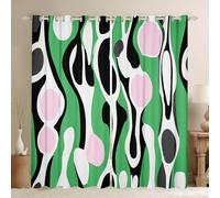 Cortinas opacas abstractas modernas de mediados de siglo de 117 x 137 cm, cortinas geométricas vintage con ojales para sala de estar, dormitorio, formas orgánicas contemporáneas, oscurecimiento de la