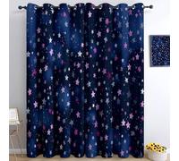 Cortinas Opacas Abstracto Moderno Minimalista Estrellas Lindo con Ojales, para Sala Interior de casa De Estar, 2 Paneles 140An x 260Al cm aislamiento térmico Cortina para Dormitorio Habitacion niñas