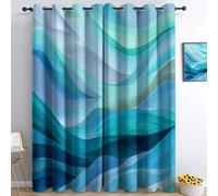 Cortinas Opacas Abstracto Moderno Ola Pintura con Ojales, para Sala Interior de casa De Estar, 2 Paneles 140An x 245Al cm aislamiento térmico Cortina para Dormitorio de Cocina Habitacion niños niñas