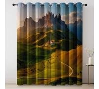 Cortinas Opacas aislantes con Ojales, Naturaleza Cumbres Arquitectura Cortinas Estampadas 75An×166Al cm (2 Paneles) Vistoso Cortinas Opacas para Sala de Estar habitación de niñas y niños
