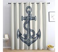 Cortinas Opacas Ancla Marinero, Cortinas Salon Modernas 2 Piezas 200x245 CM Navegación Cortinas Termicas Aislantes Frio y Calor Blackout Curtains con Ojales Cortinas para Dormitorio/Comedor