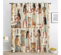 Cortinas Opacas Antiguo Egipto Cortinas Térmicas Aislantes con Ojales 2 Piezas 3D Cultura Egipcia Cortina Blackout para Dormitorios y Salones con Ventanas de Altura Media 2X 110x215 cm B/1674