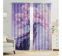 Cortinas Opacas Árboles de cerezos Rosados en Las montañas Cortinas Térmicas Aislantes Frío y Calor para Dormitorio Juvenil y Salón Moderno - 2 Piezas 70An x 160Al cm Decoración Hogar