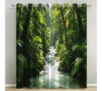 Cortinas Opacas Cascada Cortinas Térmicas Aislantes con Ojales 2 Piezas 3D Selva Tropical Cortina Blackout para Ventanas Bajas de Salón Dormitorio o Comedor 2X 140x160 cm C/2450