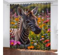 Cortinas Opacas Cebra, Cortinas Salon Modernas 2 Piezas 140x220 CM Animales Tropicales Cortinas Termicas Aislantes Frio y Calor Blackout Curtains con Ojales Cortinas para Dormitorio/Comedor