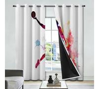 Cortinas opacas, color blanco, 75 x 165 cm, 2 paneles | Cortinas de estilo deportivo con ojales, térmicas, suaves, insonorizadas, para ventana de dormitorio de adolescentes
