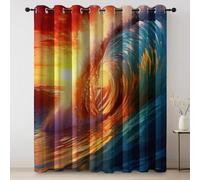 Cortinas Opacas Color Naranja, Naturaleza Olas Primer Plano Estampado Aislantes Frio Y Calo Cortina, Cortinas Ollaos para Sala de Estar Dormitorio Comedor Decoración, 117An x 183Al cm (2 Paneles)