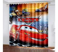 Cortinas opacas con aislamiento térmico para dormitorio decoración del hogar anillo con ojales en la parte superior plisado de lápiz 2 paneles súper suaves estilo - coche de dibujos animados