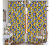 Cortinas opacas con círculos, modernas y juguetonas anillas de verano, sin arrugas, con ojales, para apartamento, sala de estar, dormitorio, 52 x 95 pulgadas