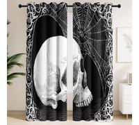 Cortinas opacas con diseño de calavera oscura, con aislamiento térmico, telaraña de terror gótico, insonorizadas, para dormitorio de niños, sala de estar, 46 x 54 pulgadas, 2 paneles