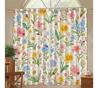 Cortinas opacas con diseño de crisantemo, diseño floral de primavera con diseño de ranúnculo Not Forget Me, paneles de ventana con aislamiento térmico para dormitorio, decoración de habitación de