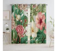 Cortinas opacas con estampado de plantas tropicales, diseño contemporáneo, 100% opacas, con aislamiento térmico, cortinas protectoras de privacidad para dormitorio, sala de estar, 229 x 234 cm (alto x