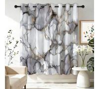 Cortinas Opacas con Estampado Patrón Abstracto Líquido Y De Mármol Gris, para Dormitorio Cortinas con Ojales para Sala de Estar, Cortina con Aislamiento térmico 140An x 260Al cm (2 Paneles)