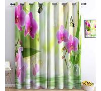 Cortinas Opacas con Ojales Mariposa Orquídea Rosa 117An x 160Al cm (2 Paneles) Cortinas Estampadas para Dormitorio, un par Rosa Thermal Insulated Eyelet Curtains for Bedroom and Living Room