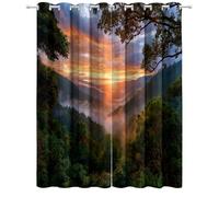 Cortinas Opacas con Ojales para Sala Interior de casa De Estar, 117An x 229Al cm 2 Paneles aislamiento térmico Cortina, Valle Amanecer Nubes Y Niebla Paisaje, para Dormitorio Habitacion, niños, niñas