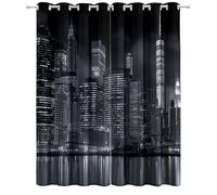 Cortinas Opacas con Ojales para Sala Interior de casa De Estar, 140An x 245Al cm 2 Paneles aislamiento térmico Cortina, Ciudad Arquitectura Reflexión Modernidad, para Dormitorio de Cocina Habitacion