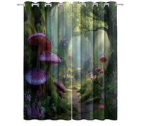 Cortinas Opacas con Ojales para Sala Interior de casa De Estar, 140An x 260Al cm 2 Paneles aislamiento térmico Cortina, Bosque Jardín Camino Aventura, para Dormitorio de Cocina Habitacion, niños