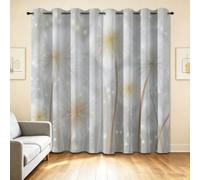 Cortinas opacas con semillas de diente de león, 74 x 165 cm | Cortinas térmicas opacas con ojales, paneles de bloqueo de calor y luz, para dormitorio, pasillo, 2 paneles, color blanco