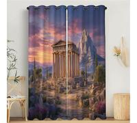 Cortinas Opacas con Templos Ruinas para Sala Dormitorio, Cortina de Habitacion Ventana con Ojales, Aislantes Frio Y Calor, Historia Arquitectura, Juego de 2, 140An x 200Al cm, Multicolor