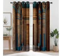 Cortinas Opacas con Tradicional Retro Arquitectura - Aislamiento Térmico Cortina con Ojales para Dormitorio, Marrón Habitación Oscurecimiento Cortinas para Sala de Estar 75 An x 166 Al cm (2 Paneles)